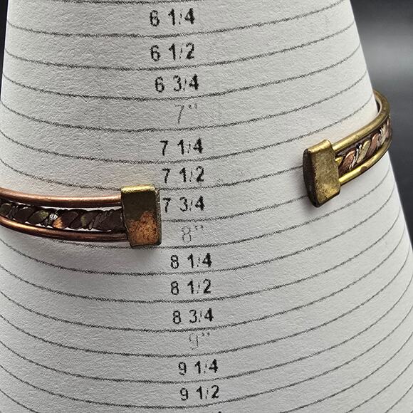 Copper Mixed Metal Cuff Bracelet Vintage Jewelry - Picture 4 of 5